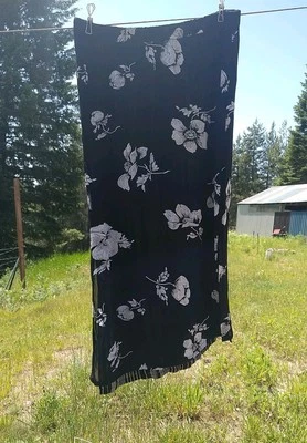 Black&White Reversible Two Way Midi Skirt SZ M? Floral/Striped ~90's Retro~ - Image 1 of 4