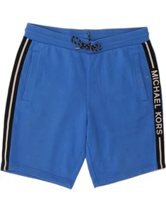 MICHAEL KORS Mens Graphic Sport Shorts Large Blue Cotton BH02 - Picture 1 of 5