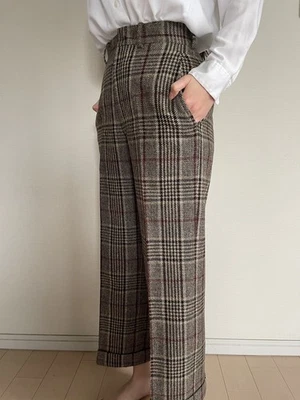 Calça Junya Watanabe Comme des Garcons xadrez de tweed perna reta feita no Japão - Imagem 1 de 4