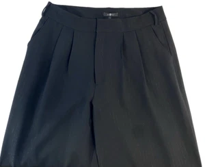 7 for All ManKind Women Wide Leg Pant Trousers Black Thin Metallic Stripes New L - Picture 1 of 5