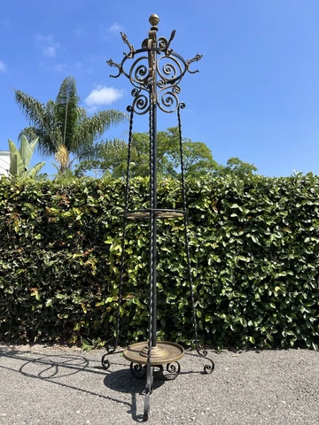 Gorgeous Antique Wrought Iron Coat Rack hat rack Hall Tree Umbrella Stand Cover