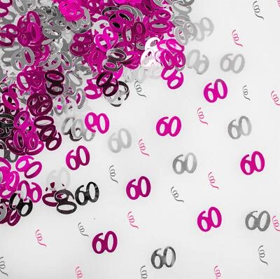 Tabletop Confetti Pink Silver 60th Birthday Anniversary Scatter Party Decor X2 - Image 1 of 4