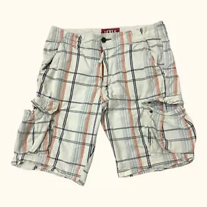 Levi’s Men’s Check Plaid Cargo Shorts 34 Stains Flaws - Picture 1 of 13