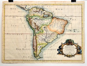 AMÉRIQUE MÉRIDIONALE, Carte N. et G. Sanson de 1669, Antique map South America - Picture 1 of 7