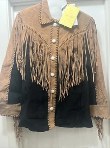 Bob Mackie Wearable Art 100% Leder Western Jacke Erwachsene M Knopf Damen - Neu mit Etikett - Bild 1 von 10