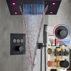 LED Unterputz Duscharmatur Set mit Thermostat iBox Regendusche Handbrause System - Bild 1 von 13