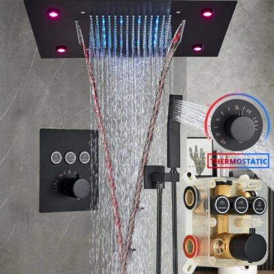 LED Unterputz Duscharmatur Set mit Thermostat iBox Regendusche Handbrause System - Bild 1 von 4