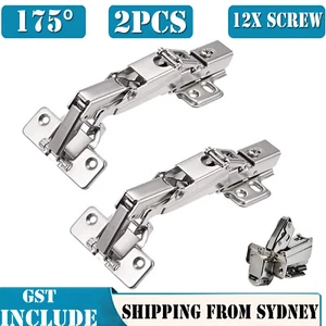 2X 175° Hinge Kitchen Cabinet Cupboard Full Overlay Concealed Corner Door Hinge - Picture 1 of 12