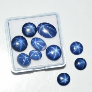 20 Ct./10 Pcs Natural 6 Rays Precious Star Blue Sapphire Loose Gemstones Lot - Picture 1 of 5