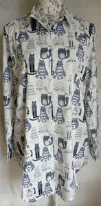 CAMISA LARGA BLUSA DE MUJER DE AJUSTE SUELTO FUNKY LINDA GATOS NUEVA 1 TALLA BUSTO 45" 114 CM  - Imagen 1 de 7