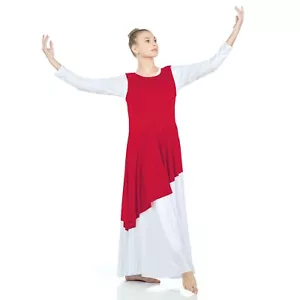 Túnica de baile de alabanza asimétrica Danzcue con ranuras laterales - Imagen 1 de 8