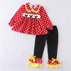 NEW Boutique Minnie MOuse Girls Smocked Embroidered Tunic Outfit Set - Picture 1 of 8