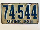 1925 Maine License Plate 100% All Original Paint