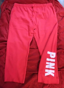 Victoria's Secret PINK- Hot Pink Fleece Heritage Lounge Sweatpants Logo XXL - Picture 1 of 6
