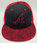 Atlanta Braves Black/Red AOP New Era 59Fifty Fitted Size 8 Hat Cap Corduroy/Felt