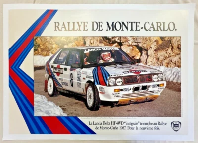 AFFICHE RALLYE MONTE-CARLO LANCIA DELTA HF 4 WD 1987 BIASION SIVIERO - Photo 1/4