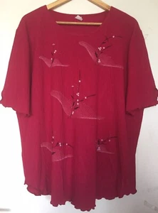 V&G- Elegant Tunika-Bluse, Dunkelrot Mit Glitzer,Details,Stretch,Gr.XXXL,Wie Neu - Bild 1 von 9