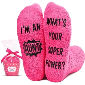 Women Funny Uncle Aunt Gifts Husband form Wife Niece Nephew Socks Aunt Power ... - Picture 1 of 6