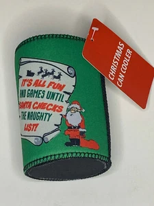 Santa Checks Naughty List Christmas Can/Stubby Holder FREE SHIPPING in AUS - Picture 1 of 1