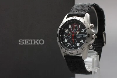 w/Box, N/Batt & Belt [MINT] Seiko 7T92-0DX0 Mlitary Black Dial Qz Men's From JPN - Image 1 of 4