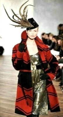 Ralph Lauren Collection Purple Label Fall 2008 Runway Red Black Dress Coat 12 - Image 1 of 4