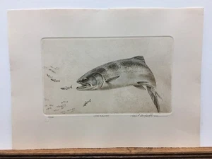Mike Stidham Coho Salmon Fishing Hand Colored Etching Signed Art Print - Picture 1 of 1