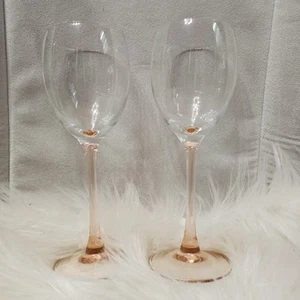 Vintage Pink Depression Era Glass Wine Glasses Set Of 2 - Picture 1 of 6