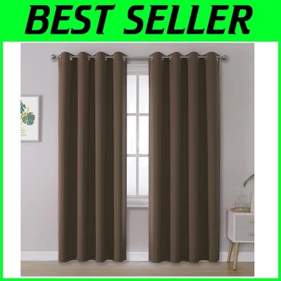 Brown Blackout Curtains 84" Long - 2 Panels - Image 1 of 4