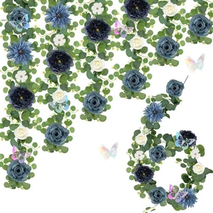 Eukalyptus Girlande mit Blumen - 6er Pack 5,9 Fuß Kunstblumengirlande mit Po... - Bild 1 von 9