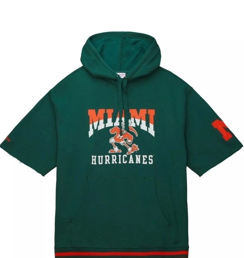 Pullover Mitchell & Ness Para Hombres Miami Hurricanes Verde Prejuego Manga Corta Talla S Foto 1 de 4
