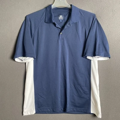 Camisa de Playa Pebble Para Hombres Grande Azul Golf Polo Contraste Color Paneles Laterales Fácil Foto 1 de 4