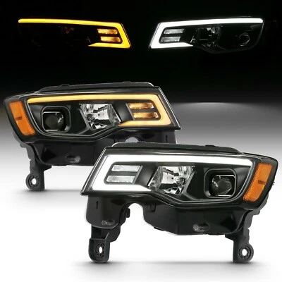 Black Switchback Projector Headlights Halogen Type For 2017-2022 Grand Cherokee - Image 1 of 4