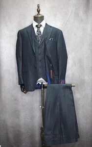Traje formal moderno para hombre Giorgio Fiorelli 3 piezas azul marino texturizado G79687 - Imagen 1 de 10
