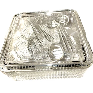 Plato Frigorífico con Tapa Federal Vidrio Verdura Diseño en Tapa 8" x 8" De Colección - Imagen 1 de 6