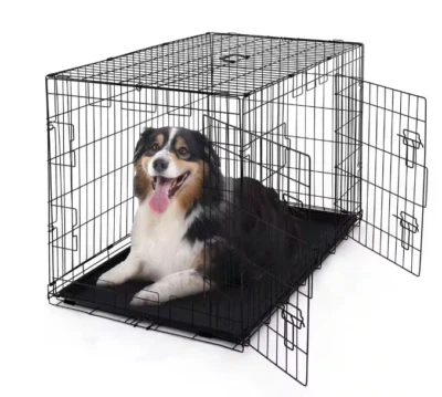 Черная складная клетка-конура для домашних животных с лотком из АБС LC -36 дюймов - Изображение 1 из 4