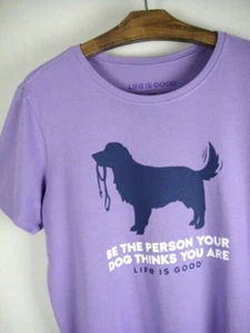 Maglietta frantoio Life is Good taglia M viola 100% cotone con cane!! - Foto 1 di 7