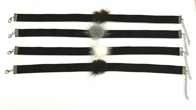 Collana Donna Girocollo in Velluto Nero Con Ciuffo Pompon Sexy Gotica vintage - Immagine 1 di 4