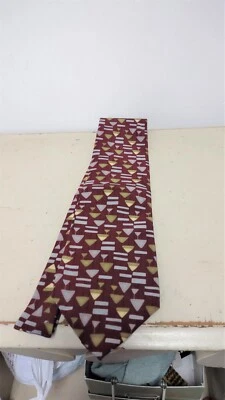 Perry Ellis Portfolio 100% Silk Necktie Tie Red Geometric Print Made In USA Foto 1 de 4