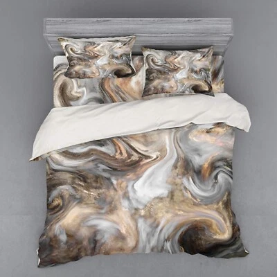 Ambesonne Marble Duvet Cover Set, Retro Style Paintbrush Colors, King Size - Image 1 of 4