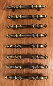 8 HANDLES Colonial Antique Brass Pull Cabinet Drawer Mid Century Amerock Vintage - Picture 1 of 8