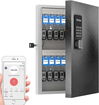 32 Key Lock Box Wall Mount, Smart Key Cabinet One Time Password/APP Bluetooth/Fi - Image 1 of 4