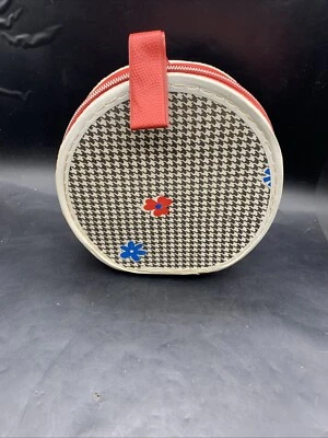 Caja redonda vintage mod años 60 vinilo cremallera mango brillante mediados de siglo Foto 1 de 4