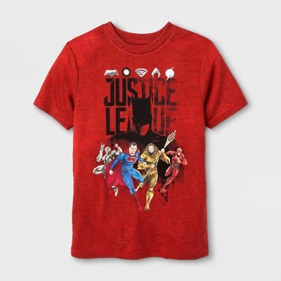 Camiseta gráfica manga corta Justice League para niños, grande, con licencia oficial  Foto 1 de 2