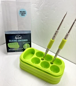 PREMIUM SPARK Lt Green Silicone Container Divided Compartments w tools Stackable - Picture 1 of 7