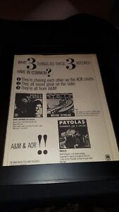 Joe Jackson, Y&T, Payolas Rare Original Radio Promo Poster Ad Framed!
