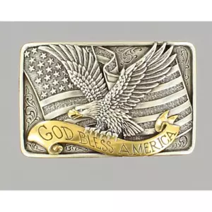 37015 Nocona Niños Western Cinturón Hebilla God Bless America NUEVO - Imagen 1 de 1