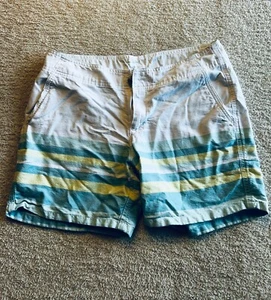 Columbia PFG womens shorts Blue/Green/Yellow Stripe SZ 6 - Picture 1 of 5