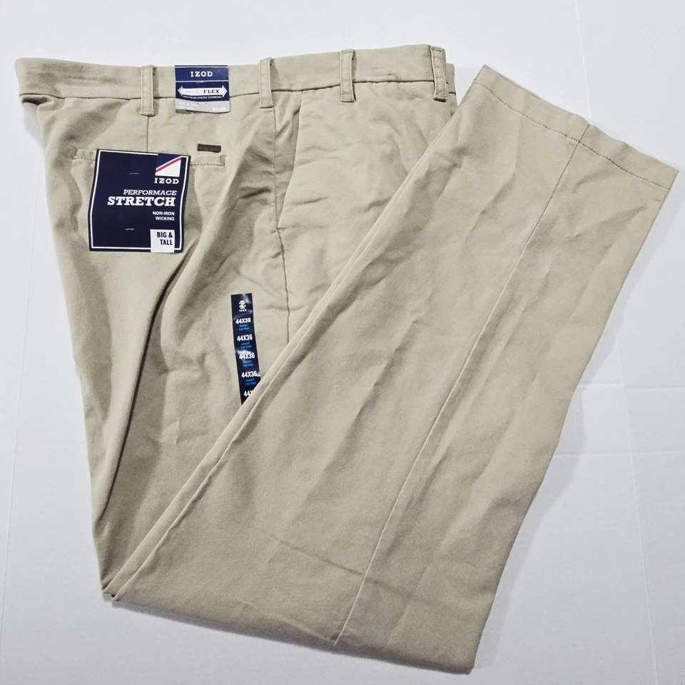 Izod SportFlex Pants Men's 44x36 Performance Waistband Stretch Big & Tall