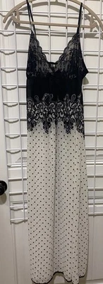 In Bloom by Jonquil Black White Dots Lace Romantic XL Gown Slip-dress Lingerie - Image 1 of 4