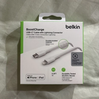 Belkin Fast Charge Braided USB-C to Apple-Lightning Charging Data Sync Cable - Image 1 of 4